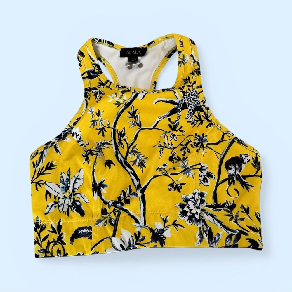 A.L.C. Yellow and Black Floral Crop Top